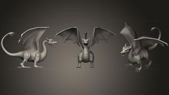 Статуэтки грифоны и драконы (Дракон, STKG_0149) 3D модель для ЧПУ станка